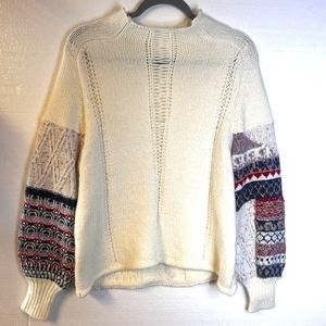 Altered state beige knit balloon sleeve sweater XS